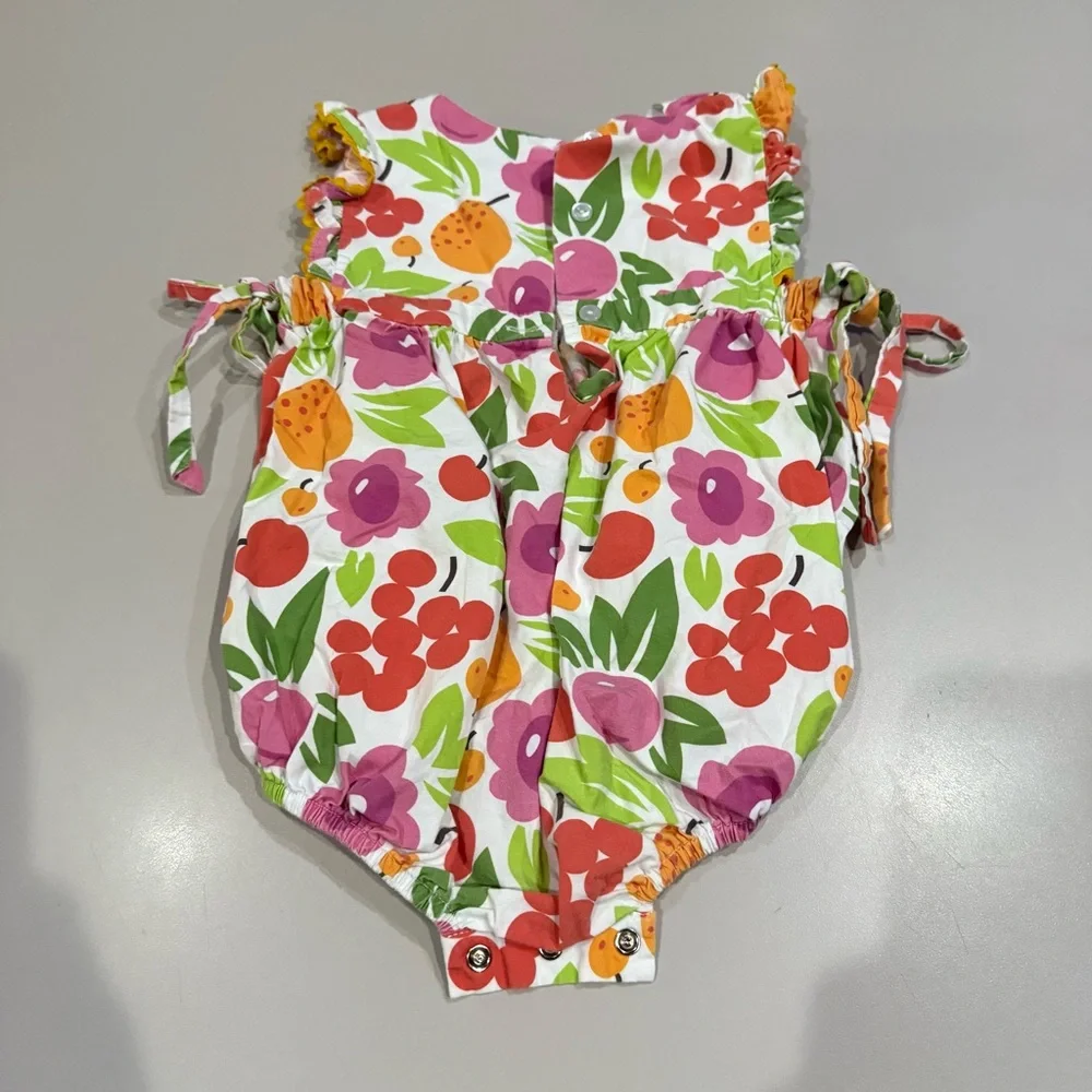 Floral Delight Romper by b Pink and Orange Size 24 Months.